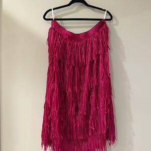 Fuchsia Fringe Party Skirt